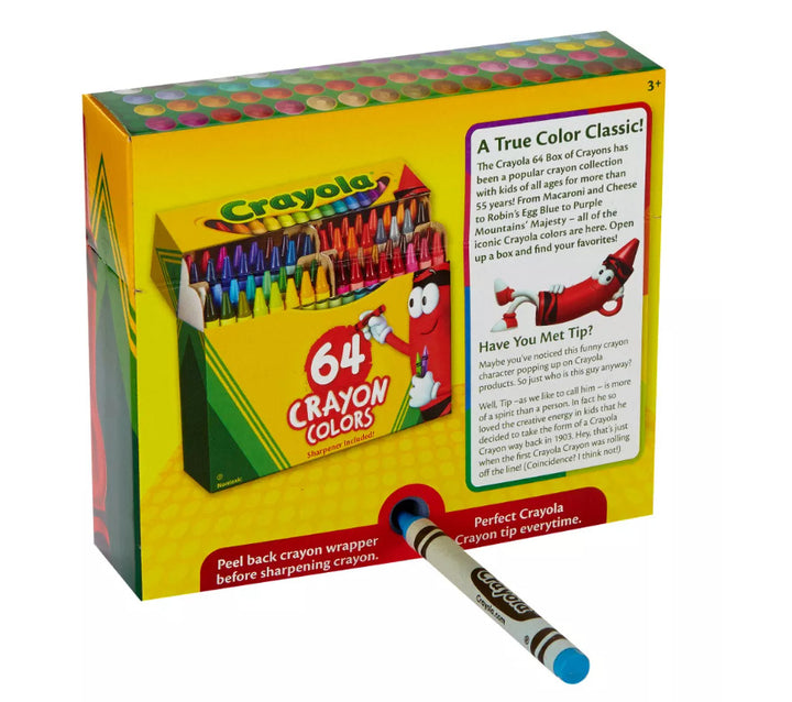 CRAYOLA CRAYONS WITH SHARPENER 64 PACK
