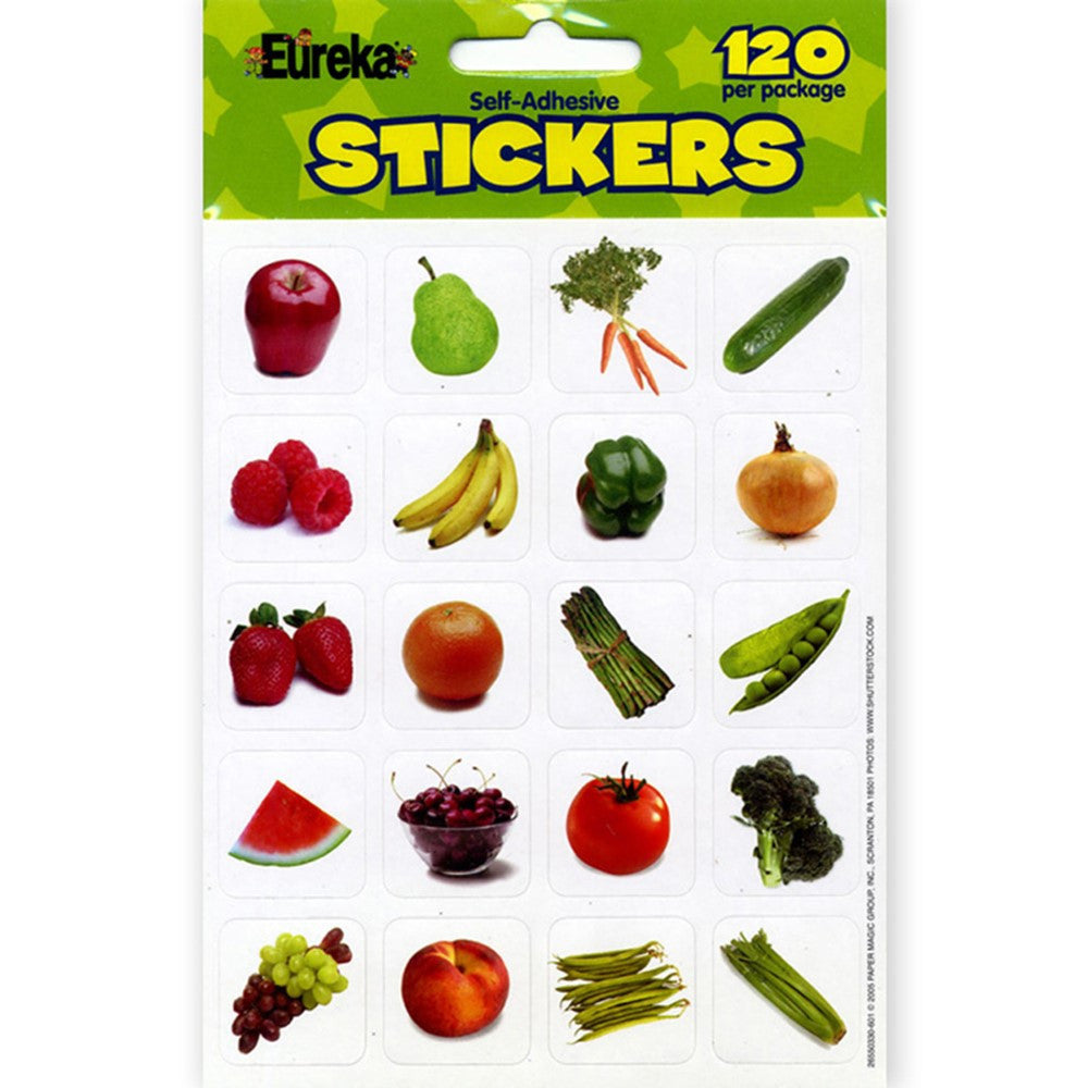STICKERS: THEME FRUIT AND VEGETABLES - 120 STICKERS