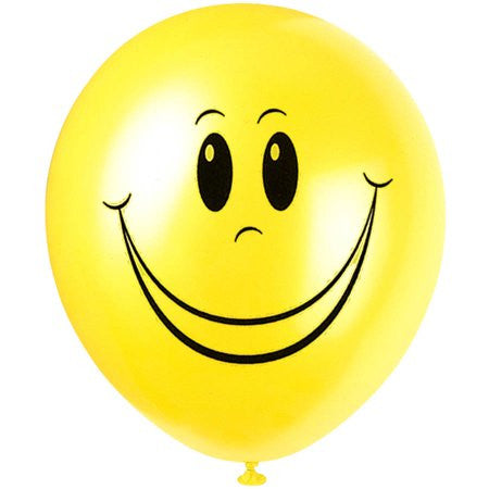 BALLOONS: 12" - YELLOW SMILE-8 PACK