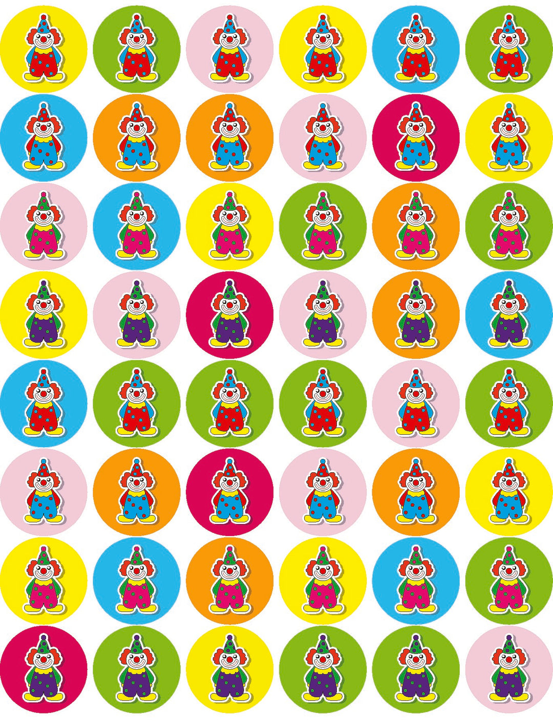 STICKERS: MINI CLOWN DOTS 1/2" - 6 SHEETS