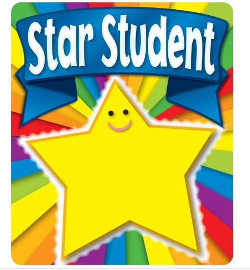 STICKERS: AWARD STAR STUDENT 2.75"X3.25" - 24 PACK