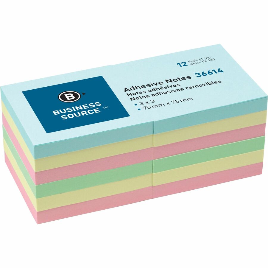 STICKY NOTE PAD PASTEL COLORS 3X3 - 12 PADS ( 1,200 SHEETS )
