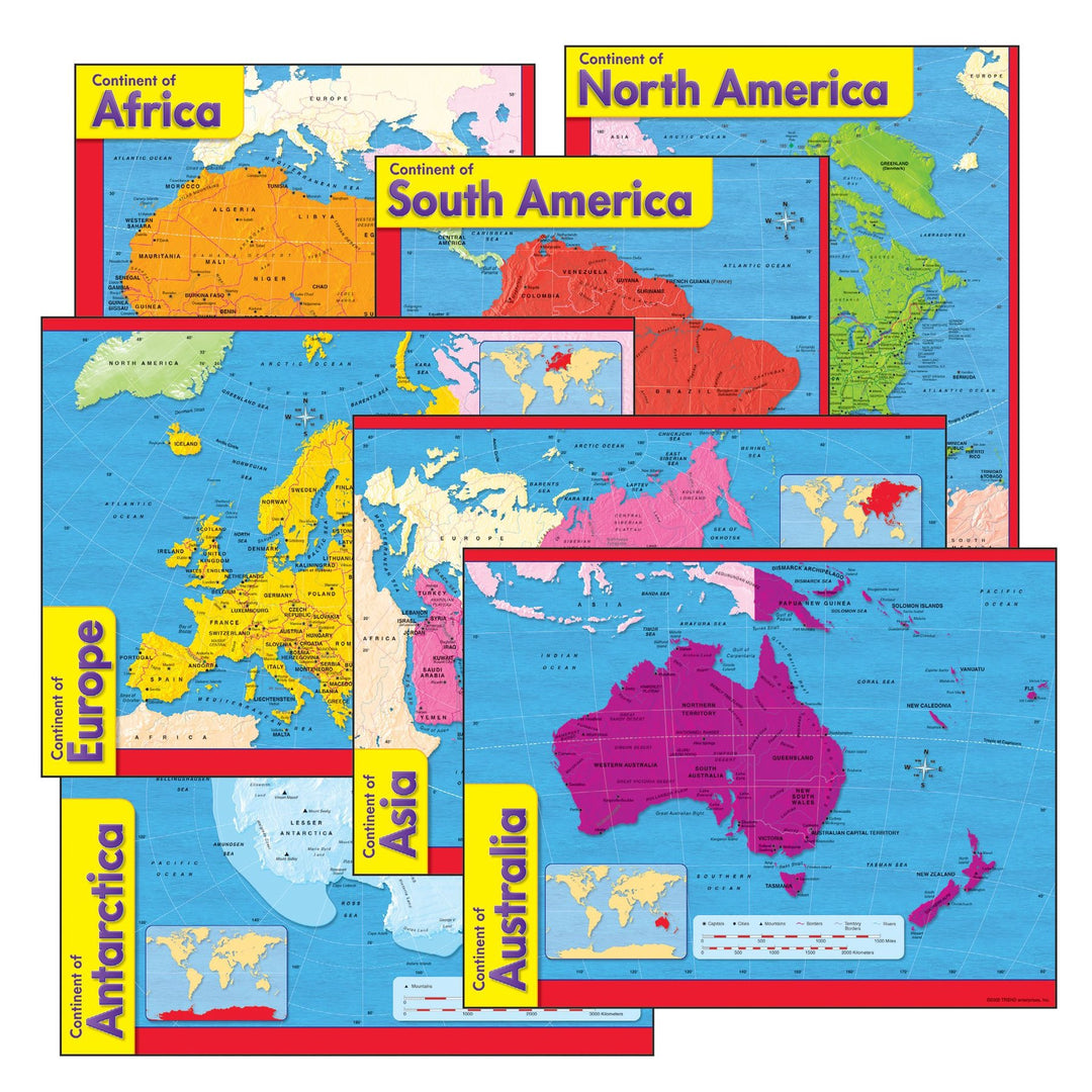 BULLETIN BOARD SET CONTINENTS 7 CHARTS