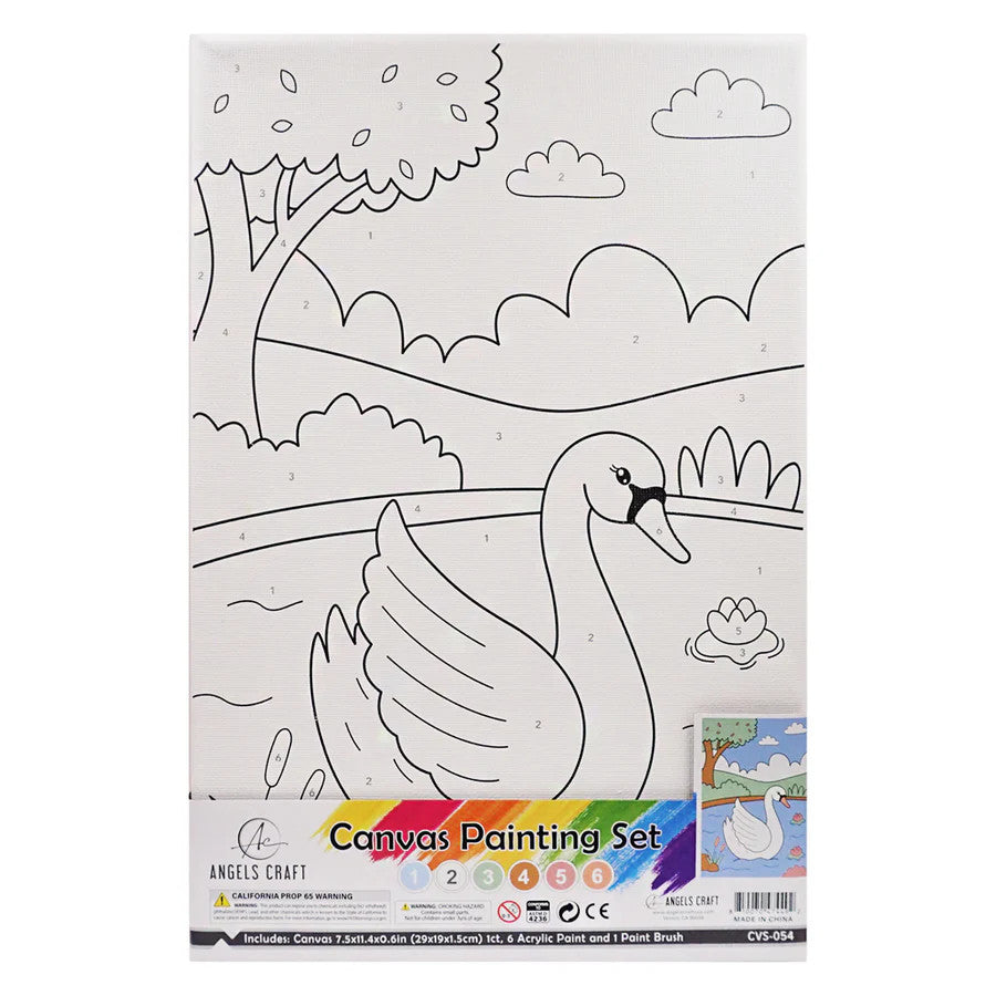 CANVAS PAINTING SET  7.5X11.4 SWANS