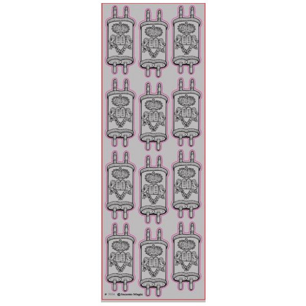 STICKERS: DIE CUT TORAH SILVER 3 ACROSS - 6 SHEETS
