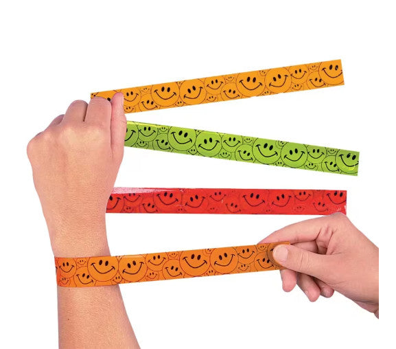 BRACELET SLAP SMILEY FACE 12 PACK