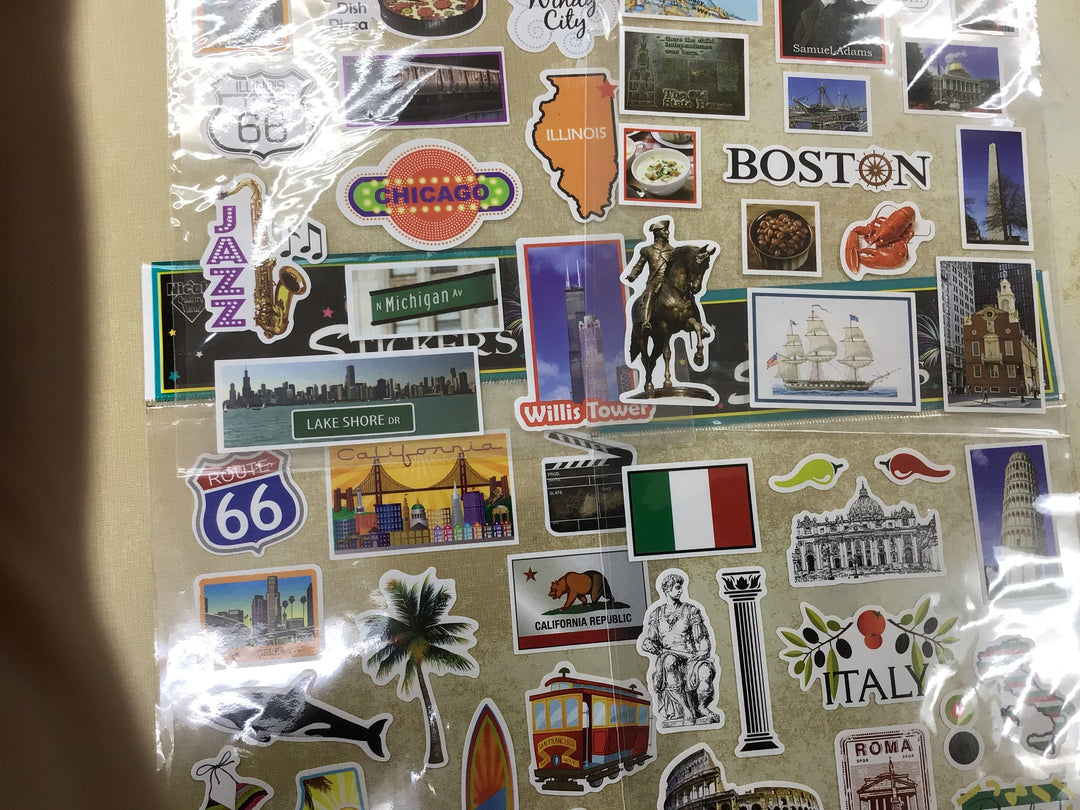 STICKERS: Italy, Boston, California
