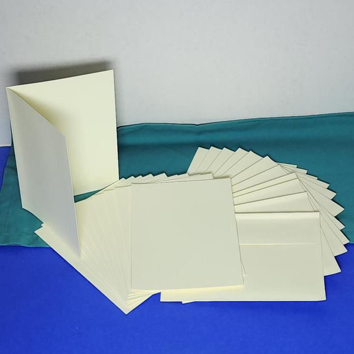 BLANK CARD &amp; ENVELOPE: IVORY 5"X7" - 12 SETS