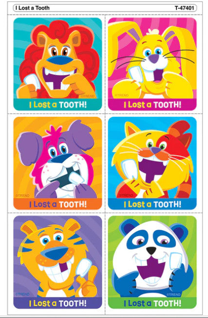 TEAR AND SHARE STICKERS I LOST A TOOTH 5 SHEETS
